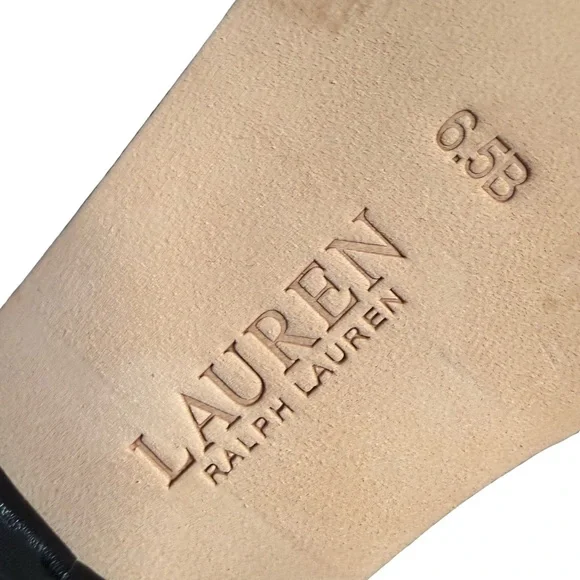 Ralph Lauren NWT Sz 6.5 Alegra Black & Cream Leather Flat Slide Sandals (SH280) - Picture 8 of 11